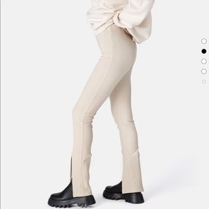 Cream Pants with slit